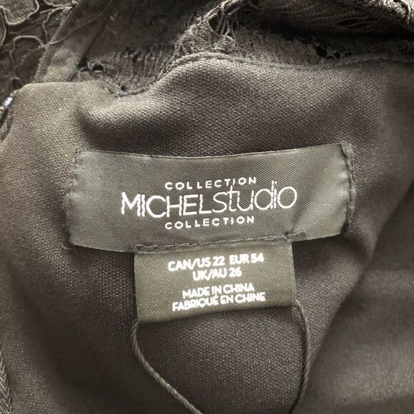 𝅺michel Studio NWT plus size 22 Black A-line lace dress - Picture 9 of 10